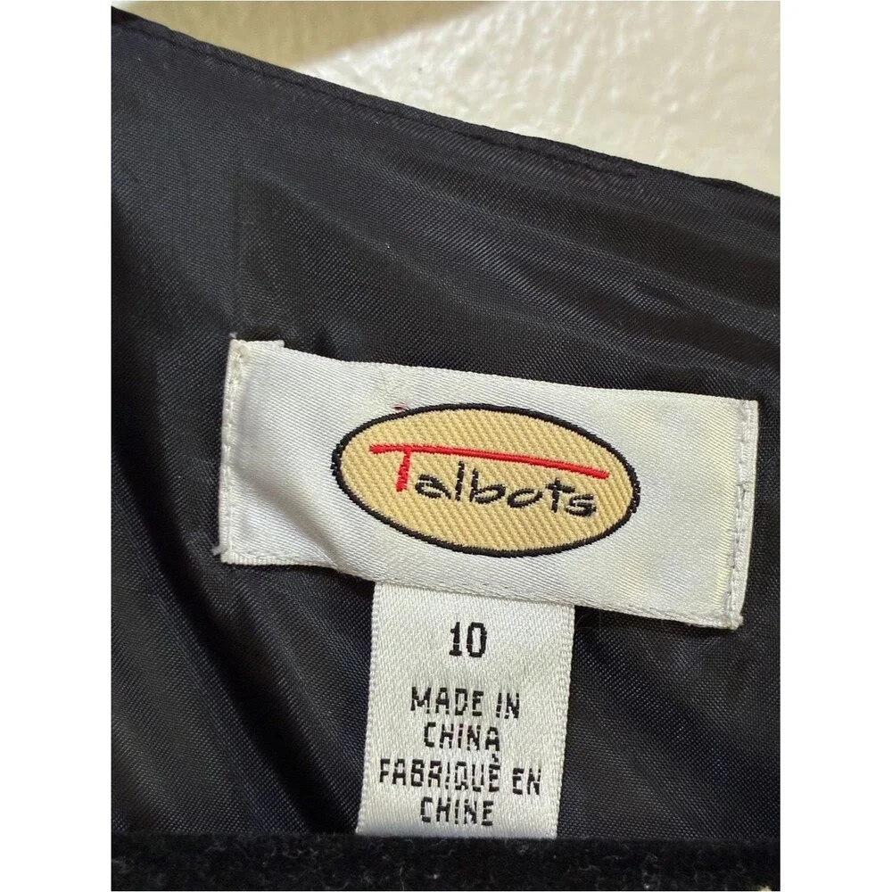 Talbots Silk Wool Classic Black Sleeveless Sheath Dress size 10